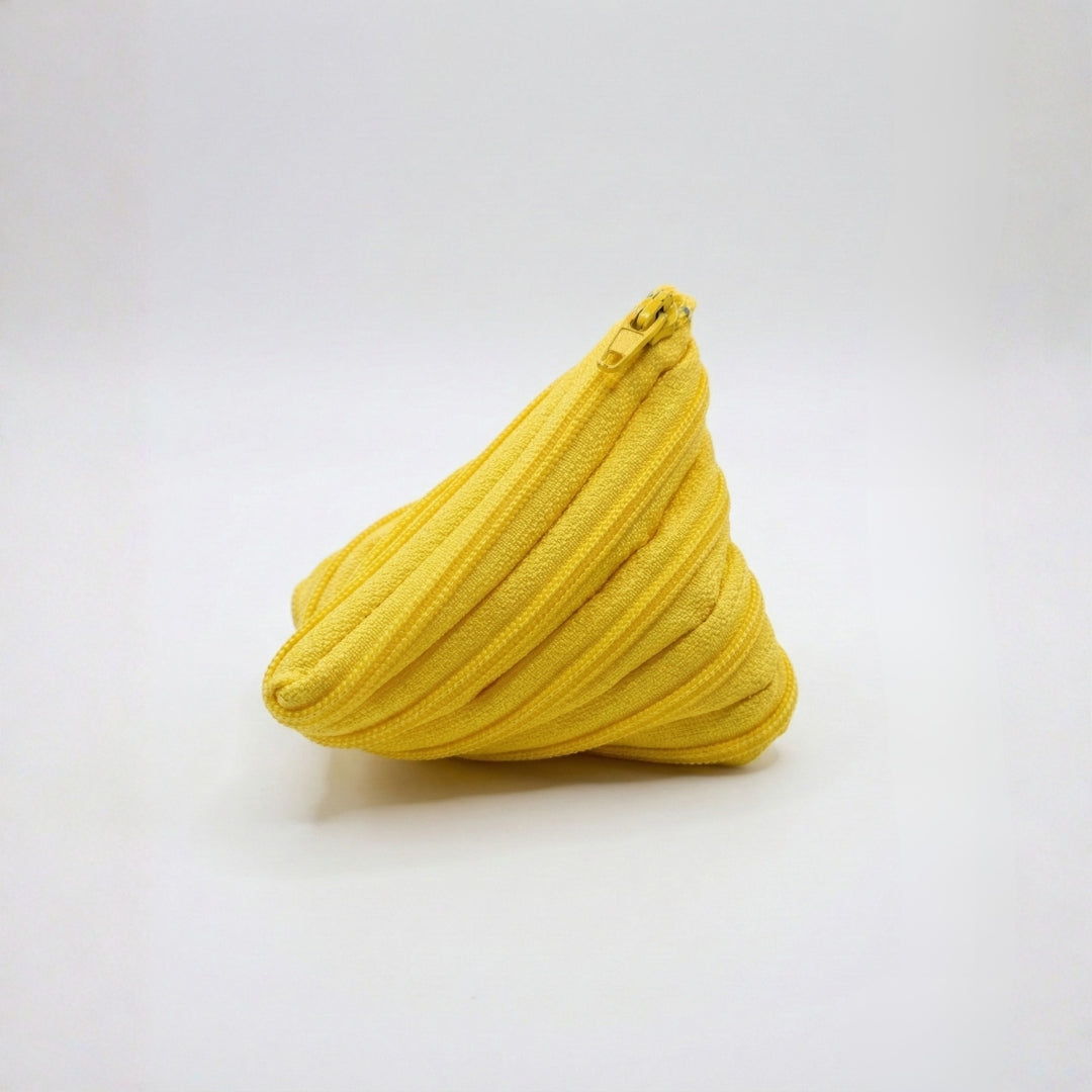 Yellow Triangular Zippered Coin Purse