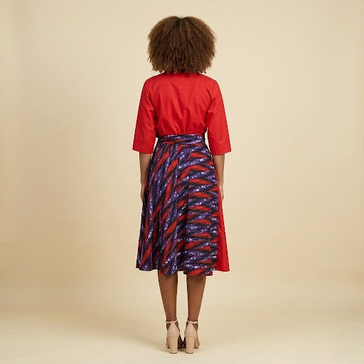 Red Midi Dress with Print