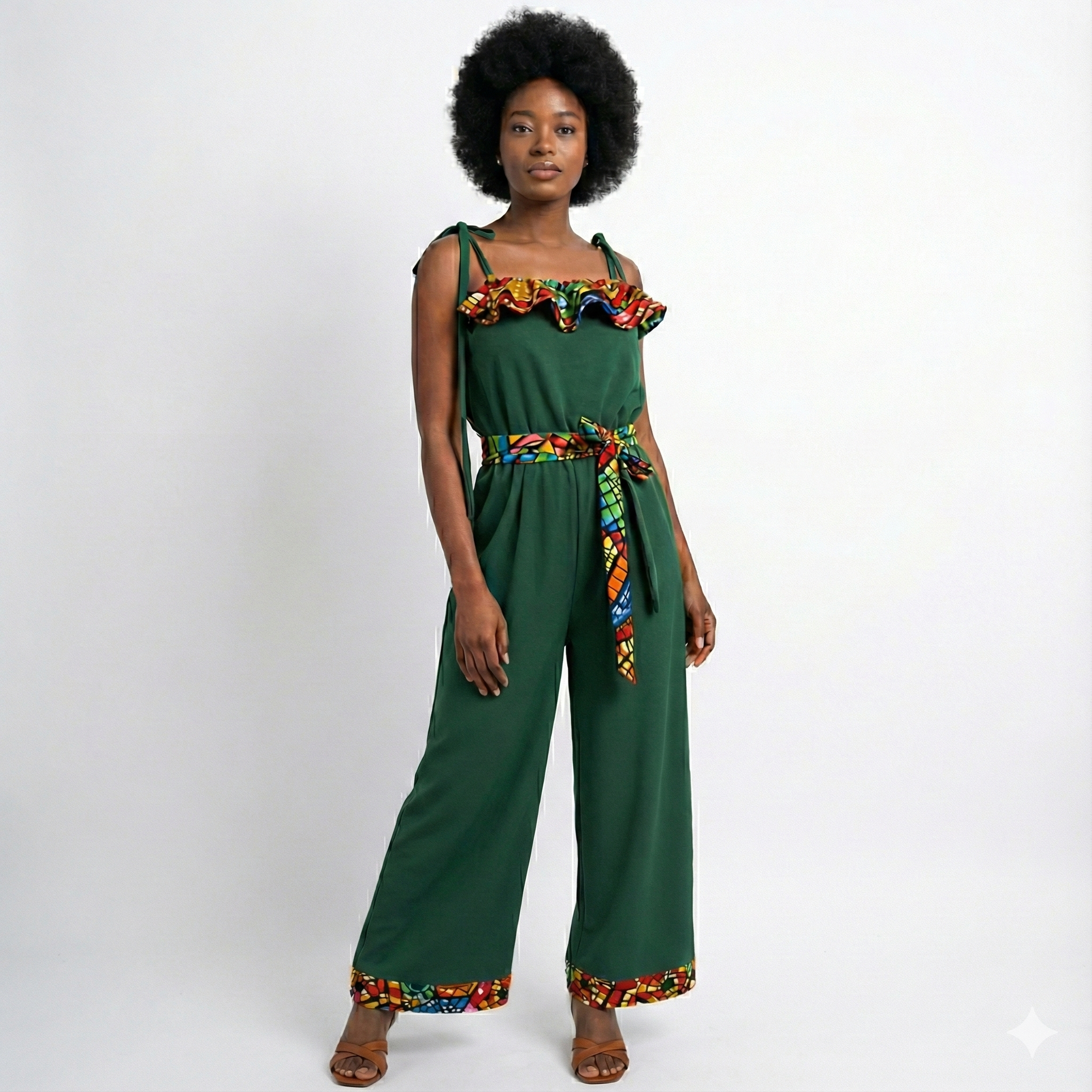 Fitted jumpsuit with elastic and belt without clip