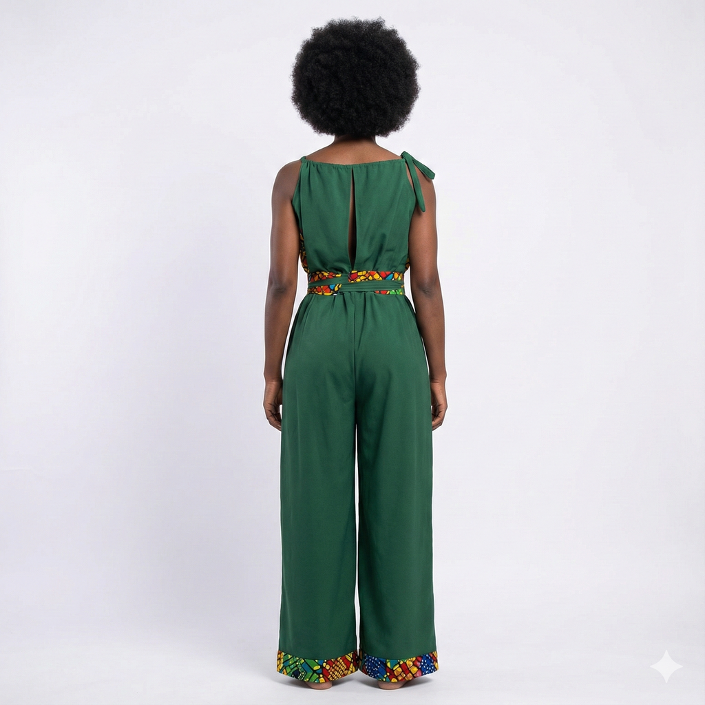 Fitted jumpsuit with elastic and belt without clip