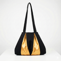Black Shoulder Bag with Gold Details