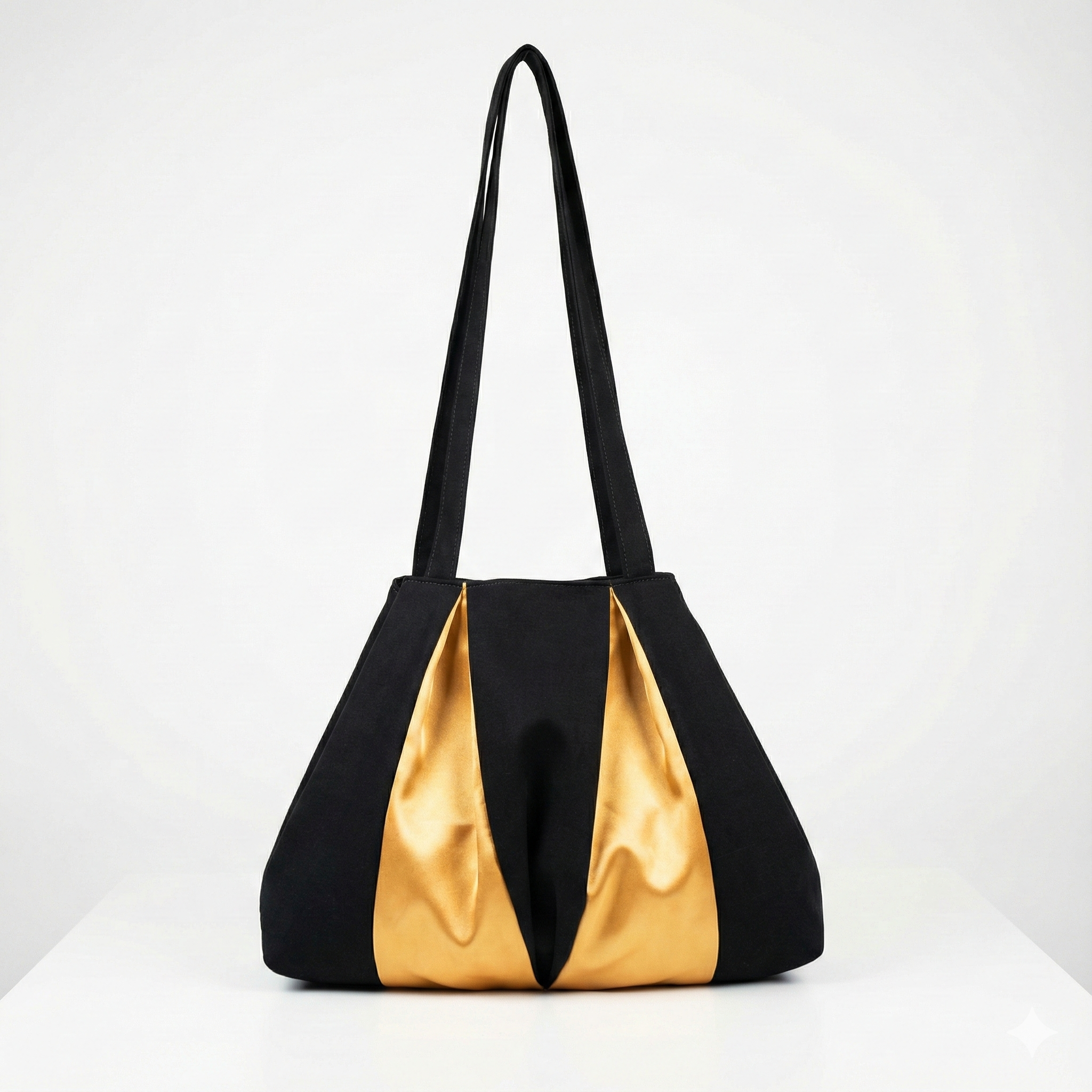 Black Shoulder Bag with Gold Details