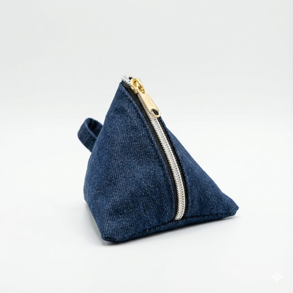 Triangular Coin Purse with Zipper