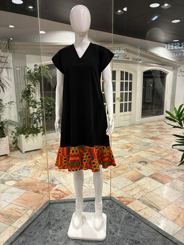 Vestido casual manga japonesa com cinto sem presilha