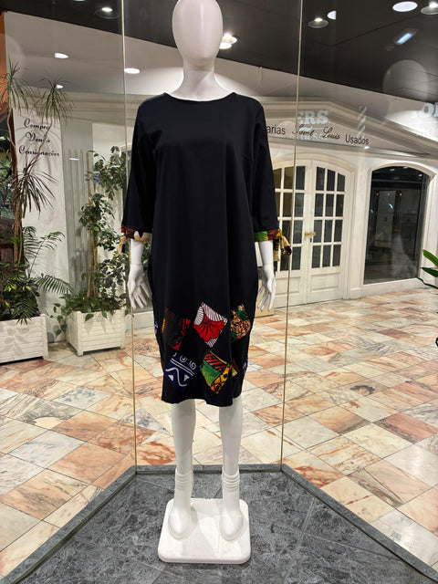 Túnica com estampas de retalhos de panos africano