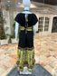 Vestido longo babado com manga japonesa